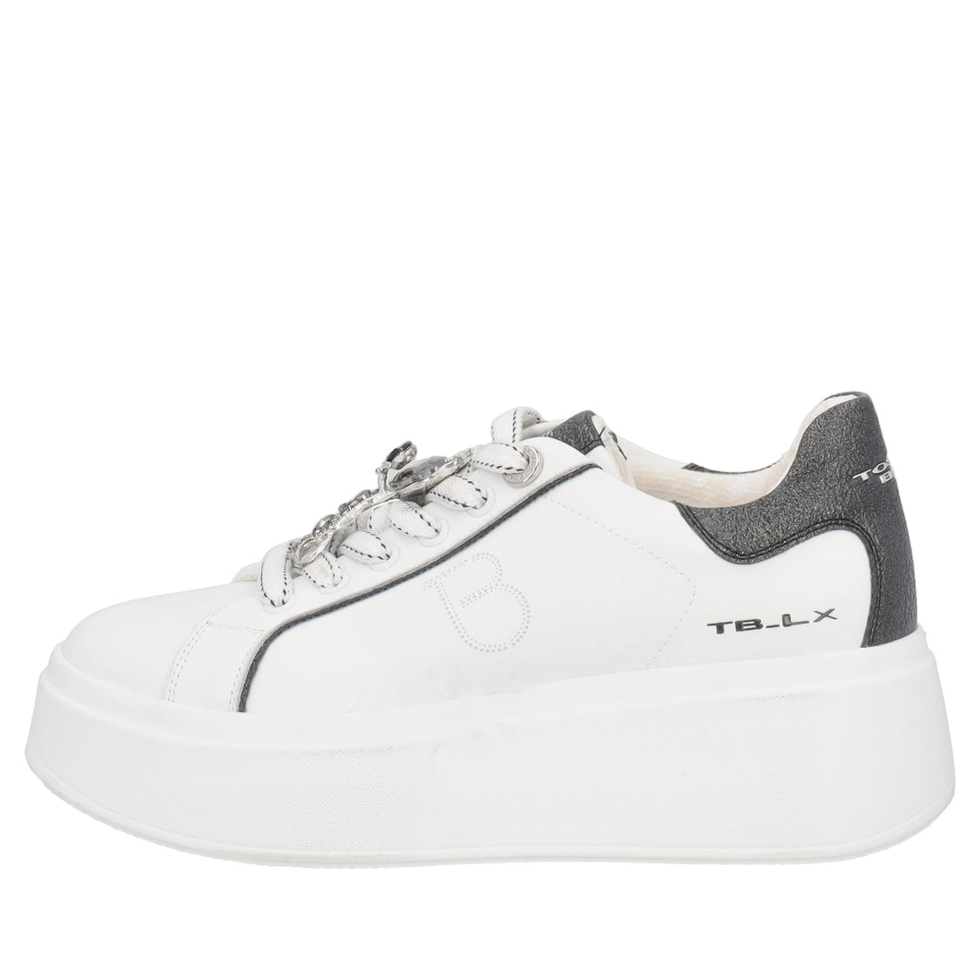 Sneaker Clara in pelle con accessorio gatto colore bianco/nero