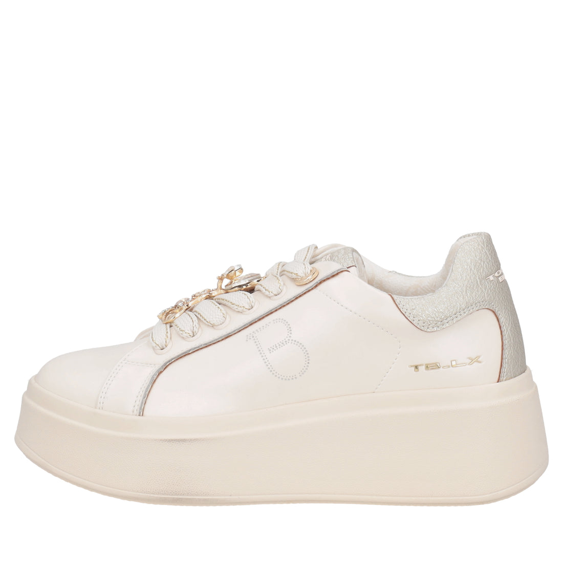 Sneaker Clara in pelle con accessorio gatto colore beige