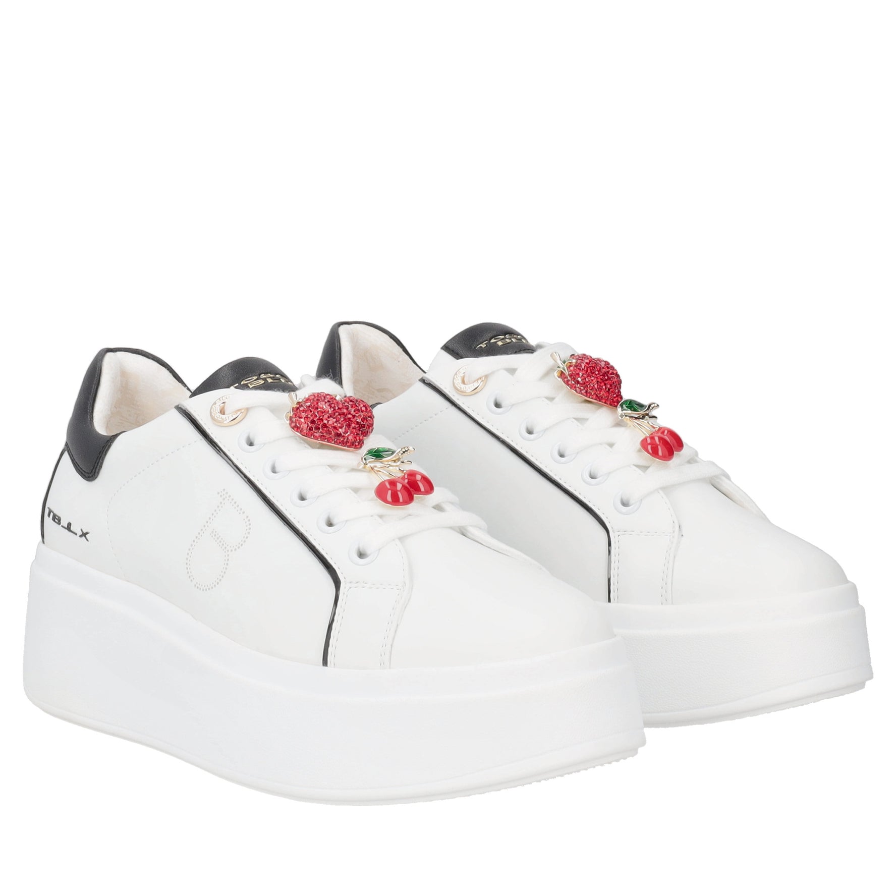 Sneaker gioiello Clara con accessori frutta colore bianco/nero