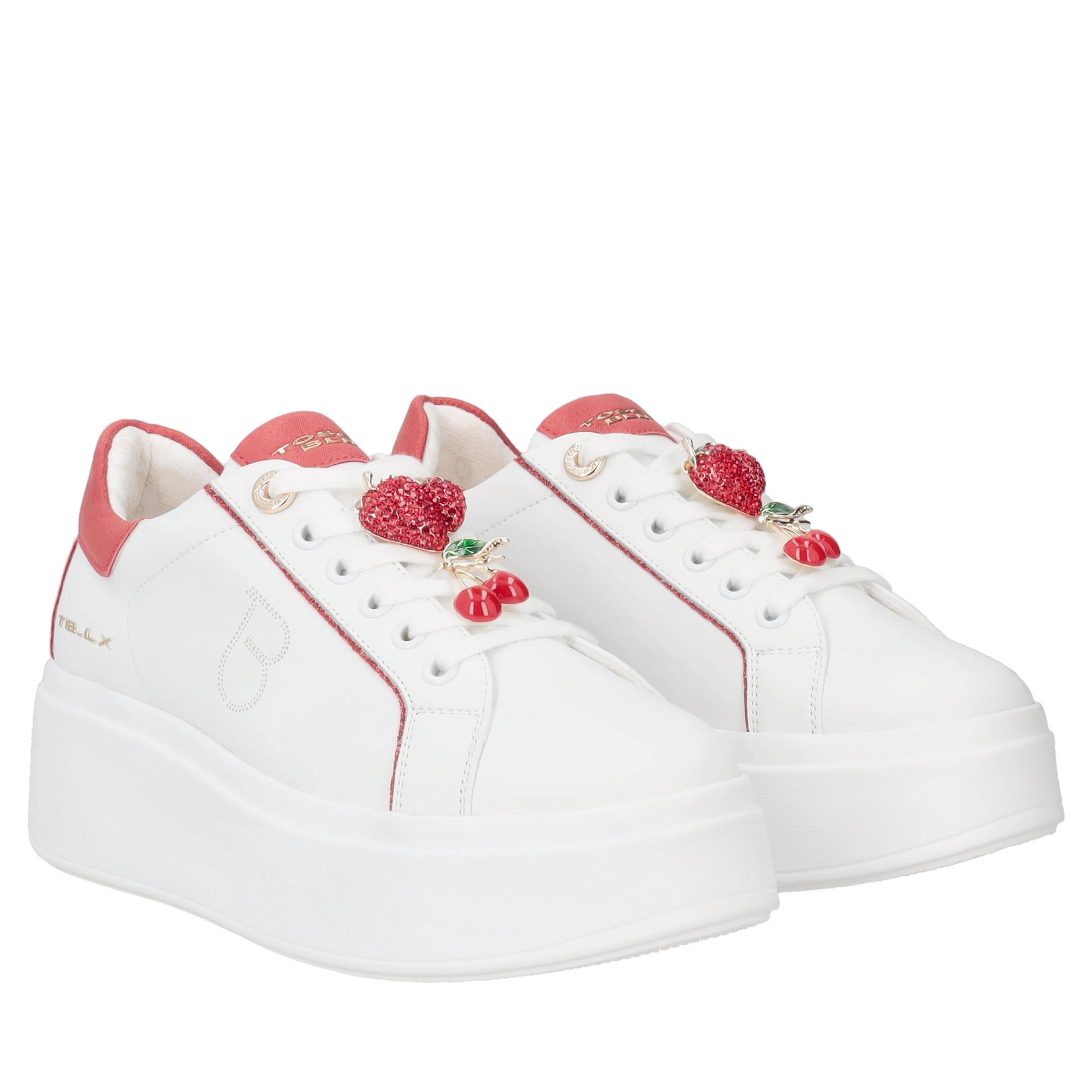 Clara leather sneakers with white/red fruit accessories
