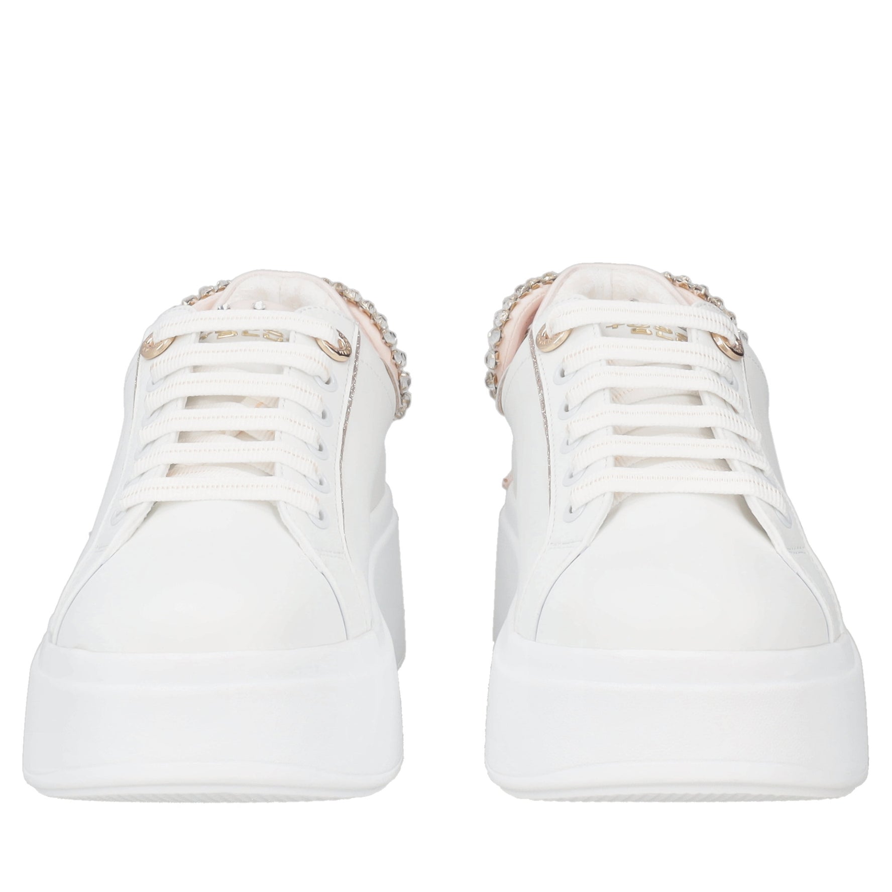 Sneaker Clara in pelle con fiocco colore bianco/rosa