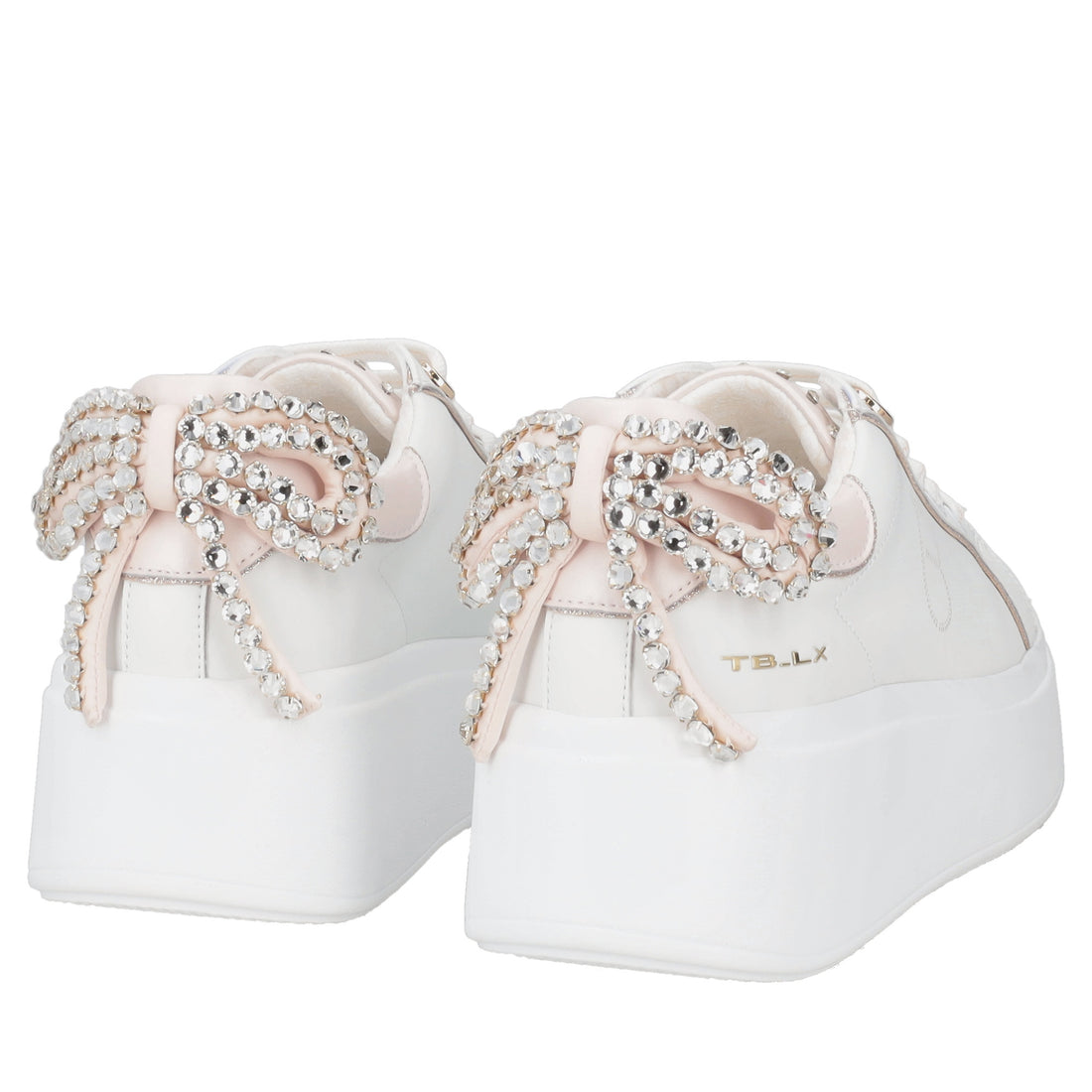 Clara leather sneaker with white/pink bow