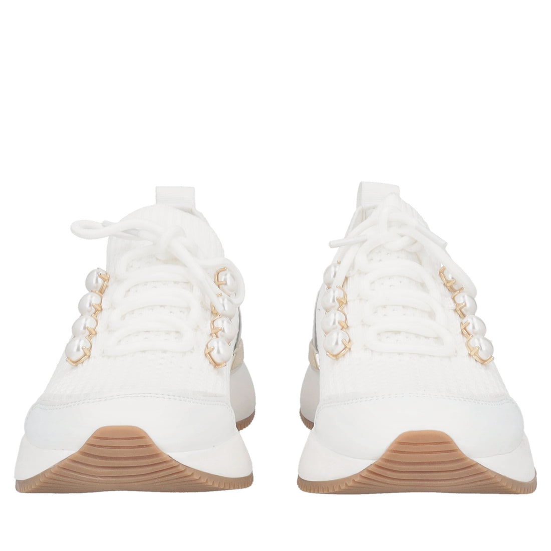 Cleo sneakers in fabric and leather with white pearls