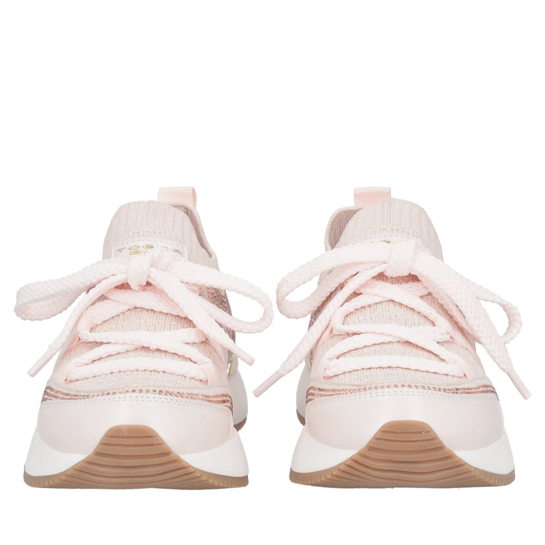 Cleo sneakers in fabric and leather with pink rhinestones