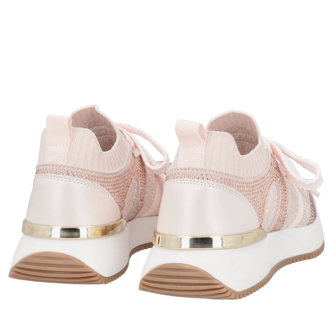 Cleo sneakers in fabric and leather with pink rhinestones