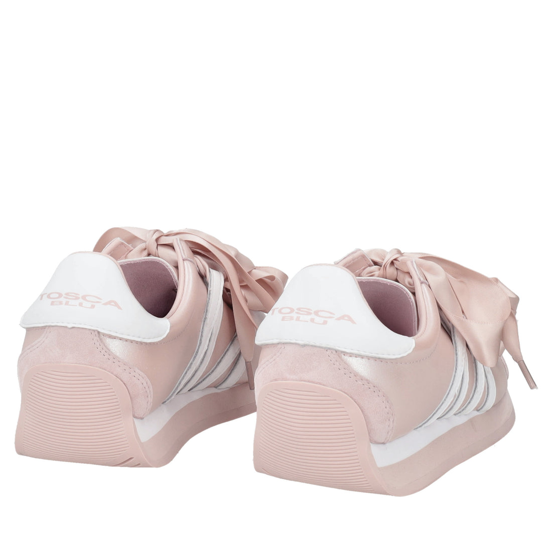 Malika sneakers with satin bows and pink/white pearls
