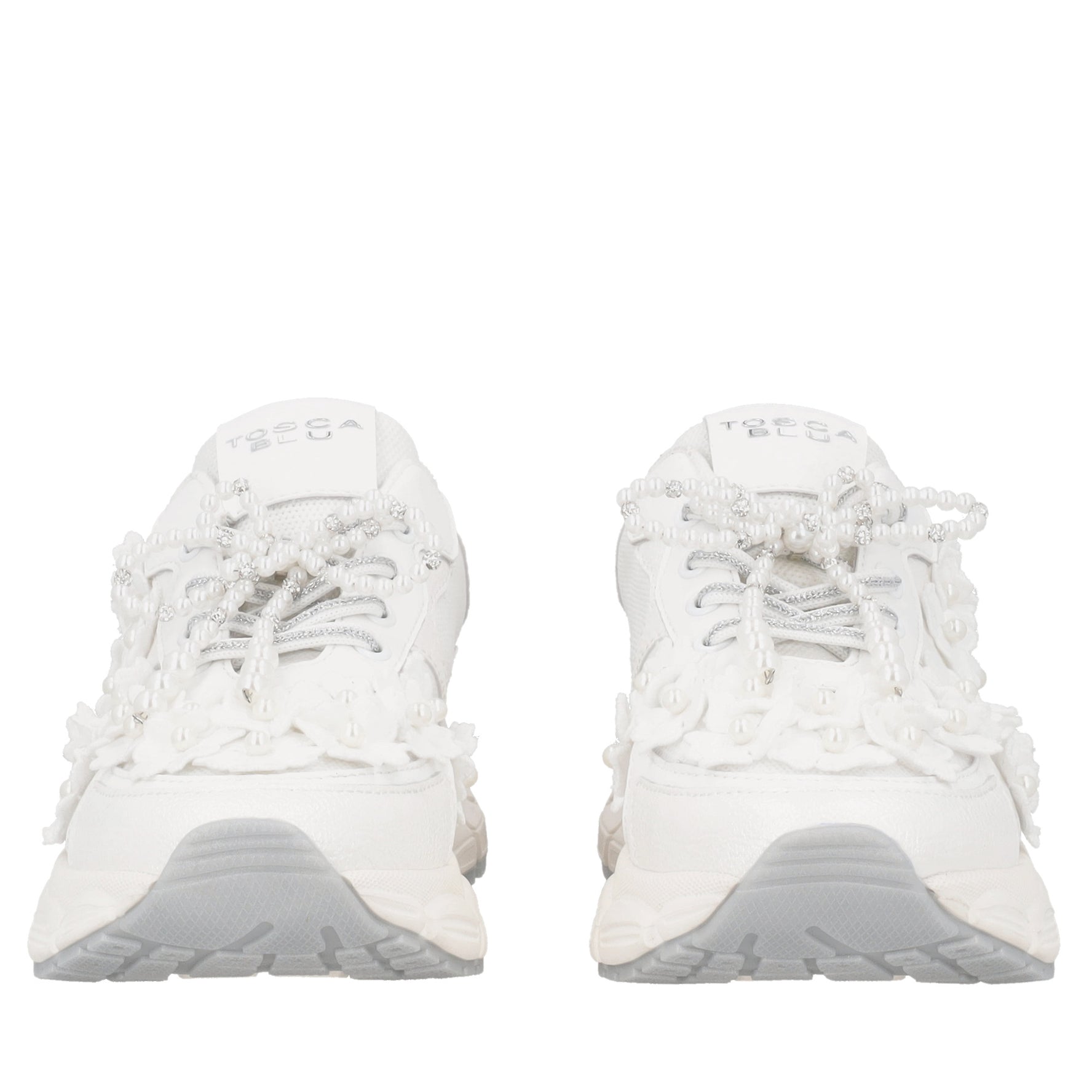 Mirabel sneakers with white flowers and pearls