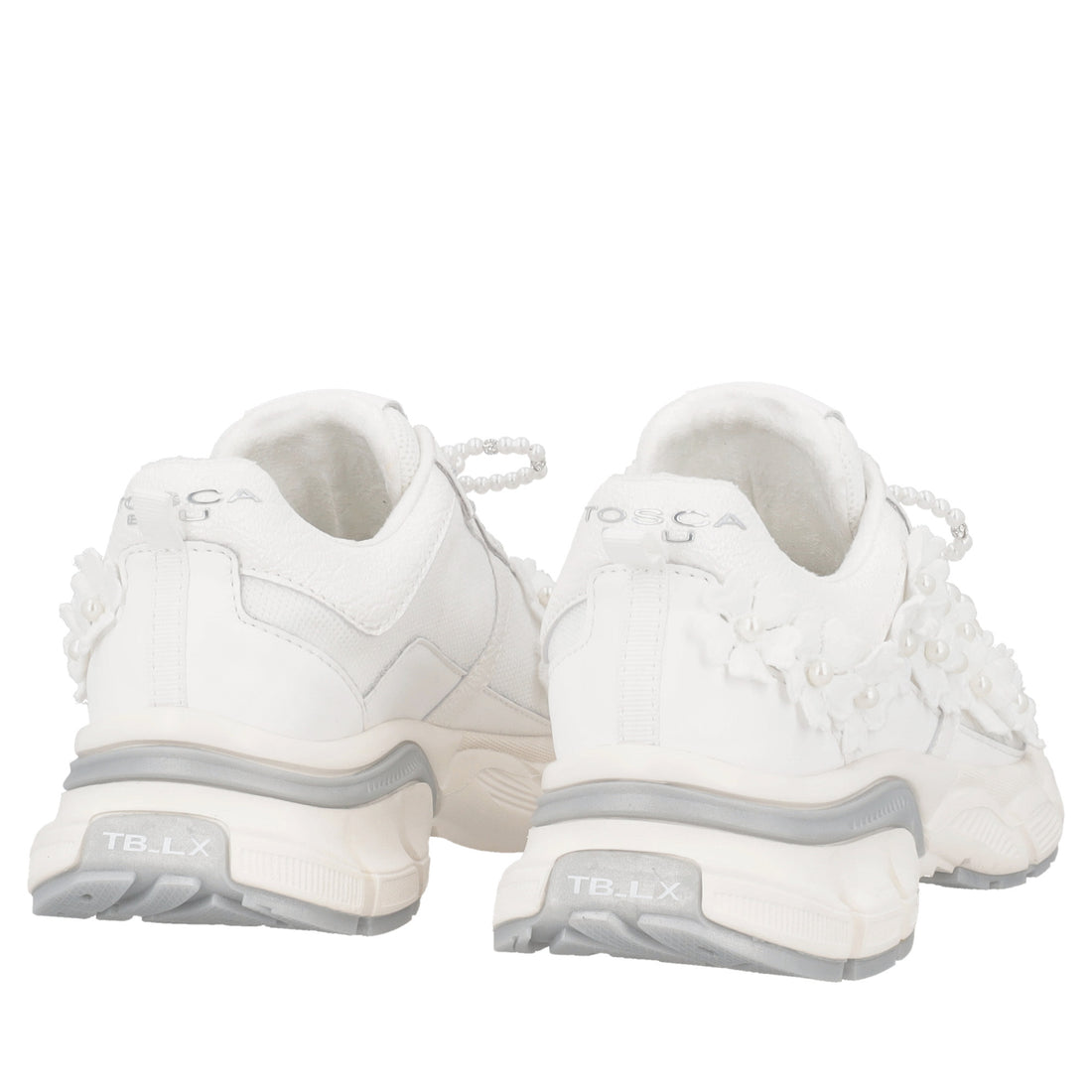 Sneaker Mirabel con fiori e perle colore bianco