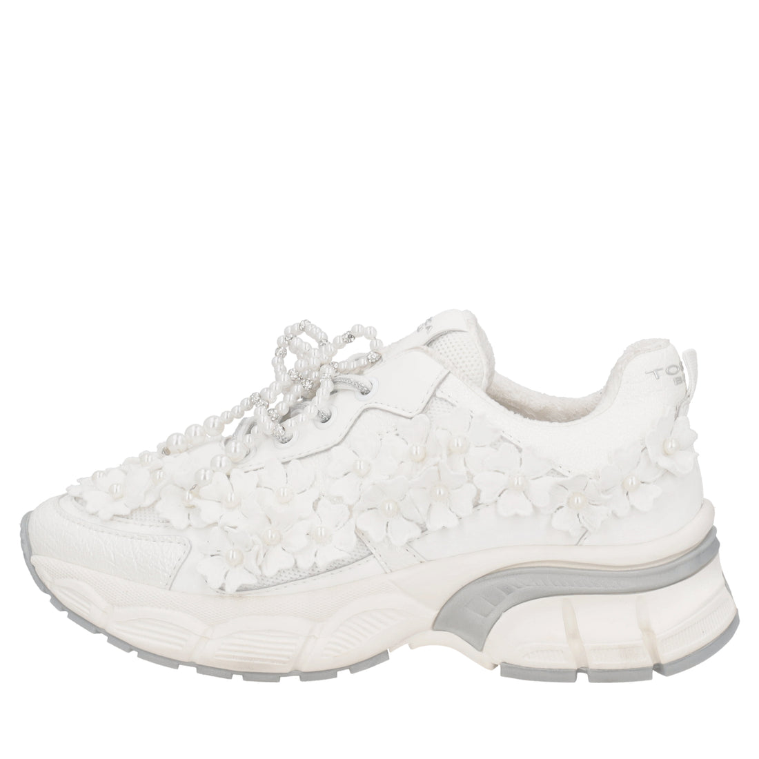 Sneaker Mirabel con fiori e perle colore bianco