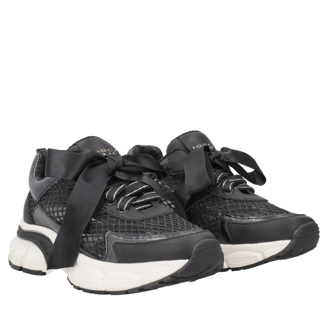 Mirabel mesh sneakers with large black bow