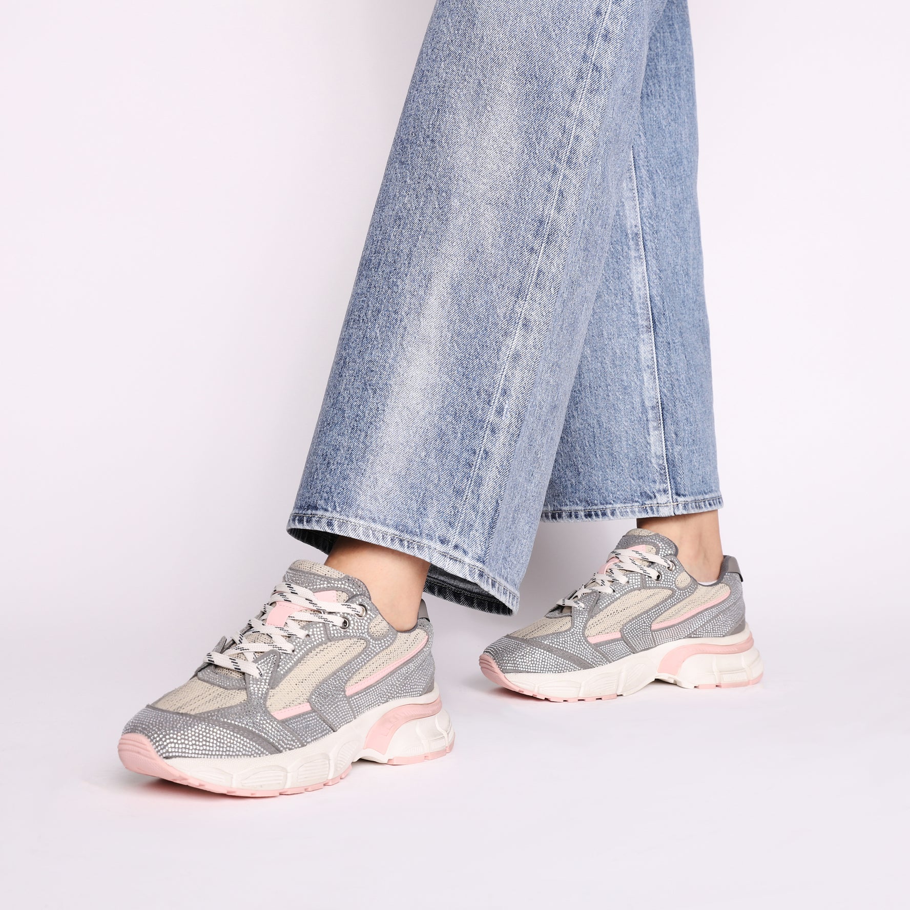 Mirabel sneakers in suede and fabric in pink/gray