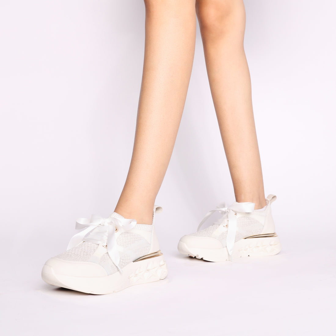Stella fabric sneakers with white satin bow