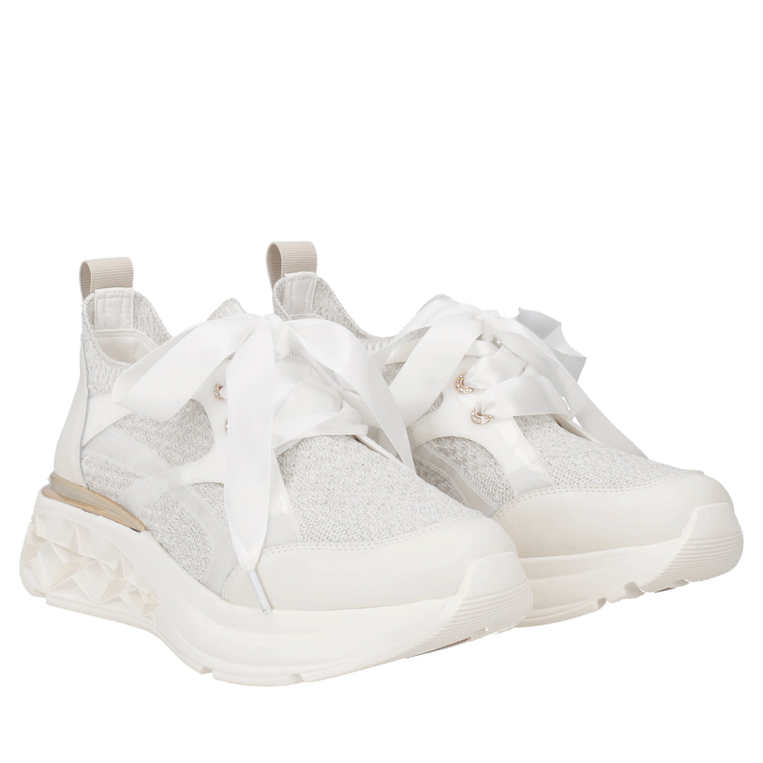 Stella fabric sneakers with white satin bow