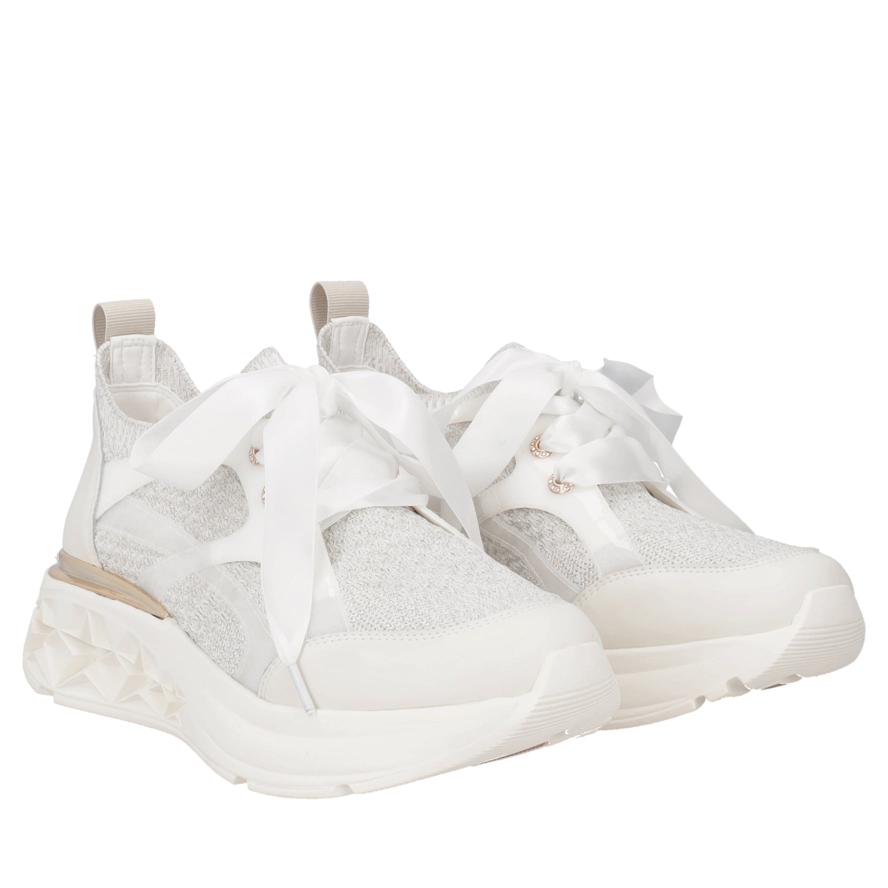 Stella fabric sneakers with white satin bow