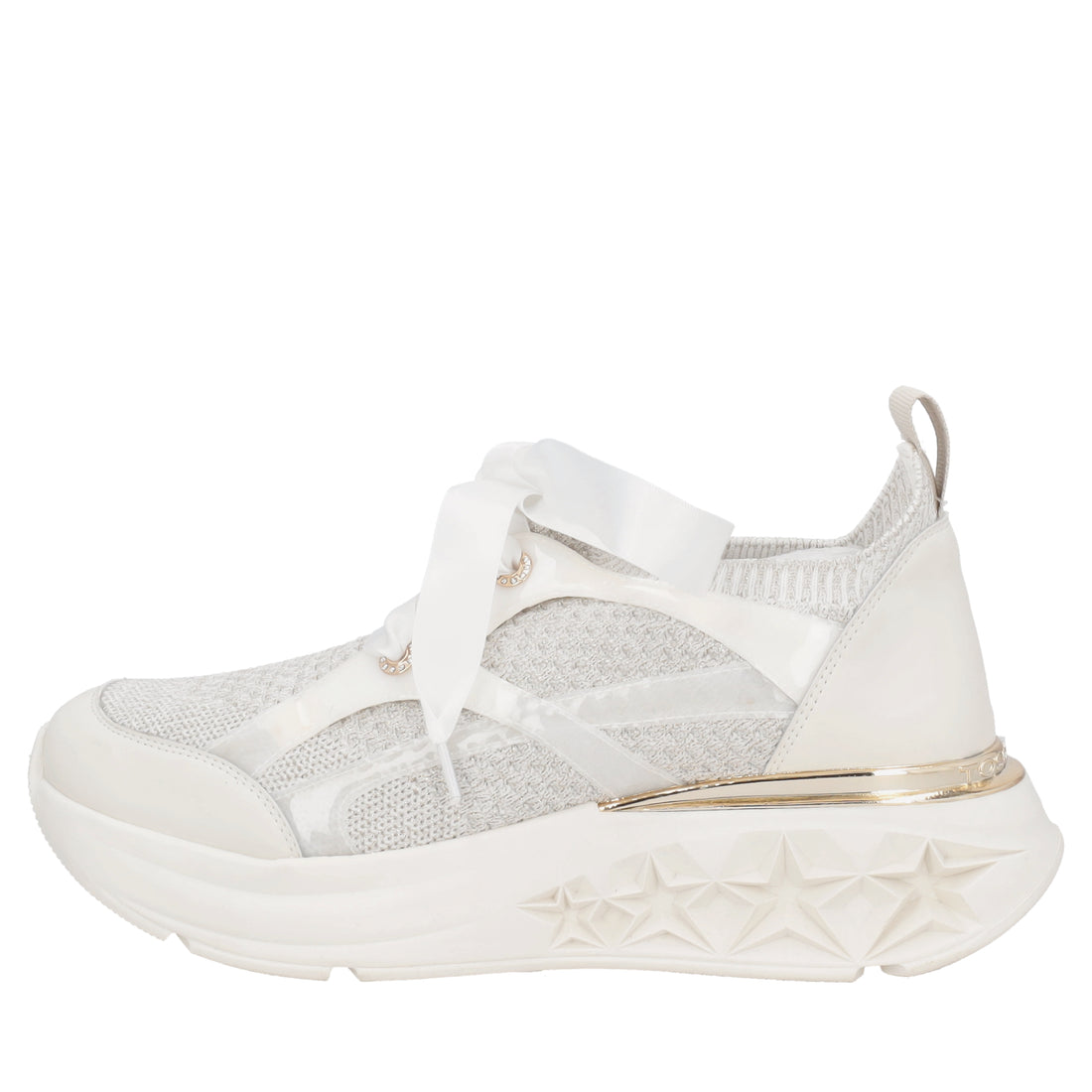 Stella fabric sneakers with white satin bow