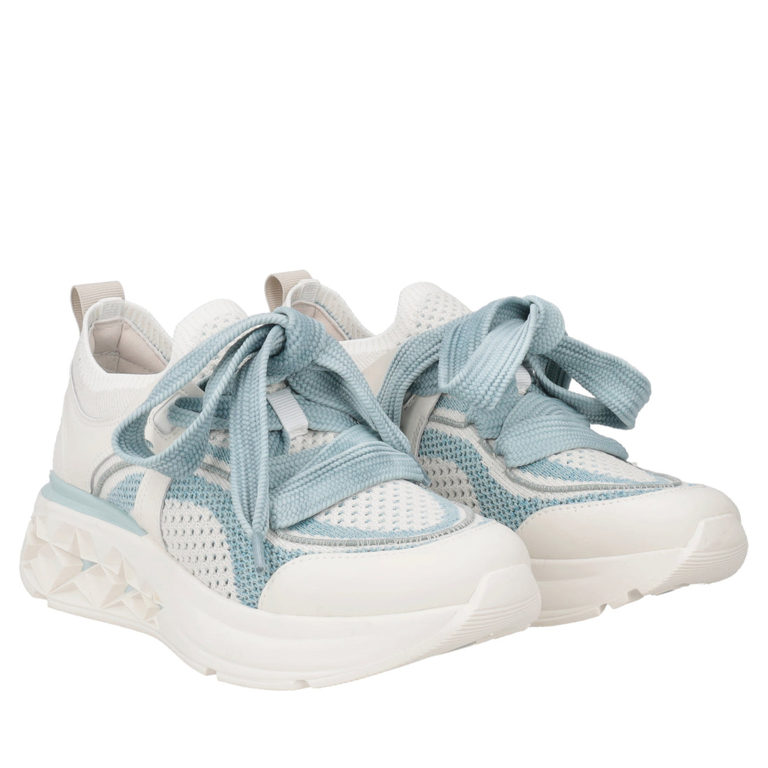 Sneaker stella con maxi stringhe colore azzurro