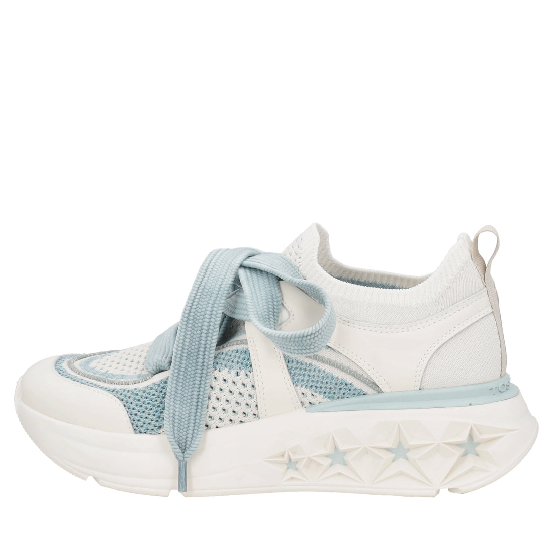 Sneaker stella con maxi stringhe colore azzurro