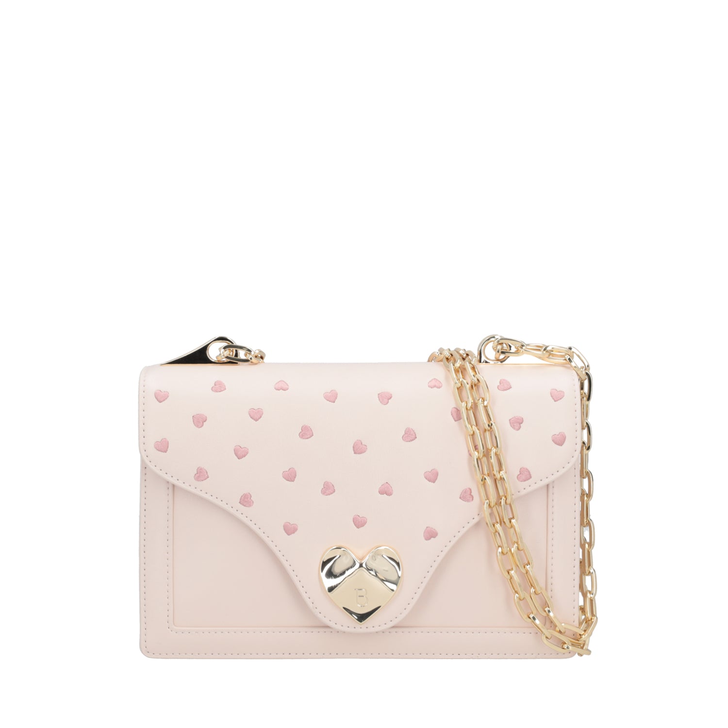 Sweet Bag shoulder bag with pink embroidered hearts