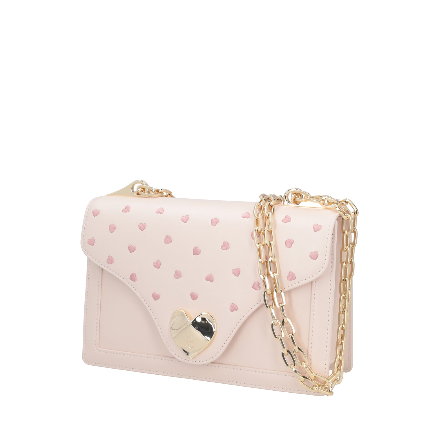 Sweet Bag shoulder bag with pink embroidered hearts