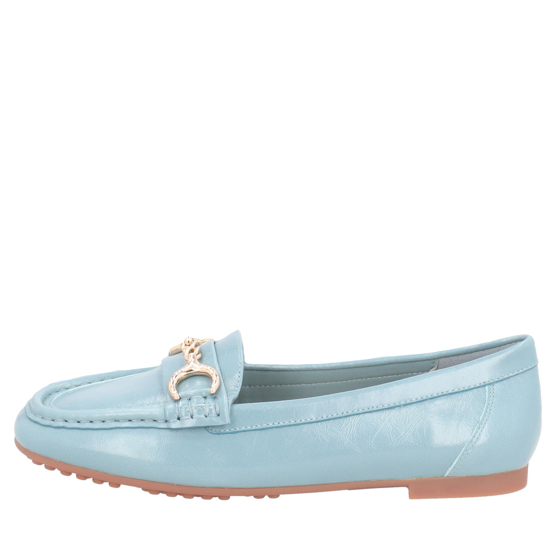 Capri moccasin in shiny light blue leather