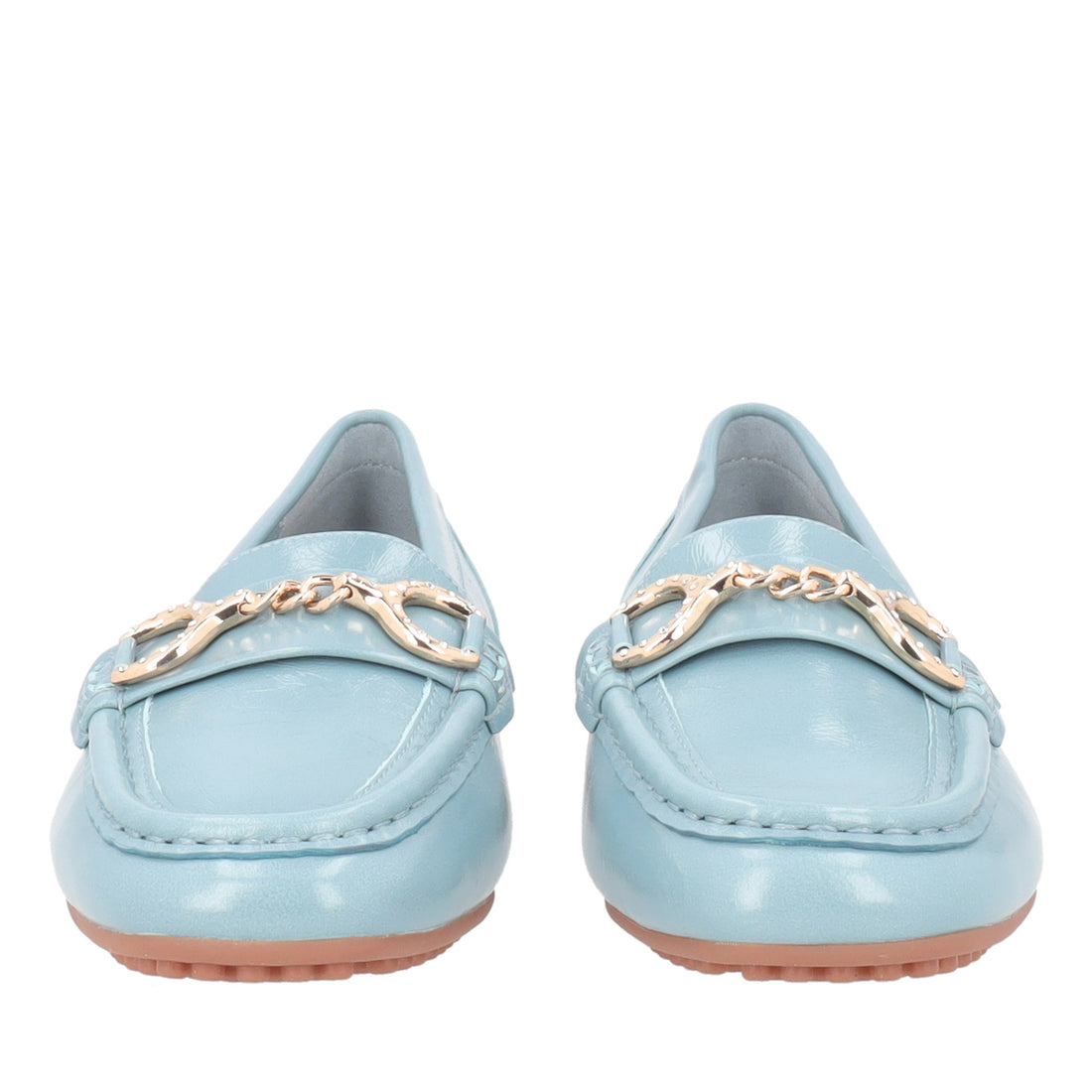 Mocassino Capri in pelle con accessorio colore azzurro