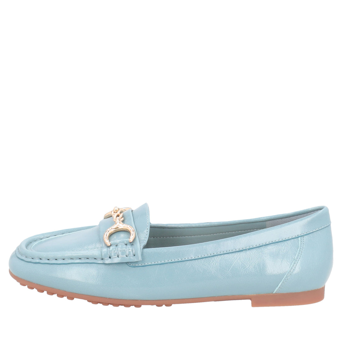 Mocassino Capri in pelle con accessorio colore azzurro