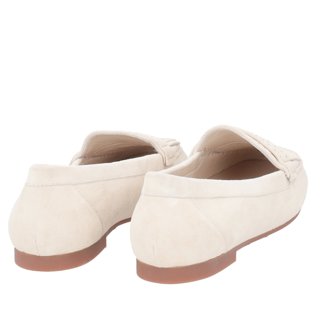 Mocassino Capri in pelle scamosciata con frange colore avorio