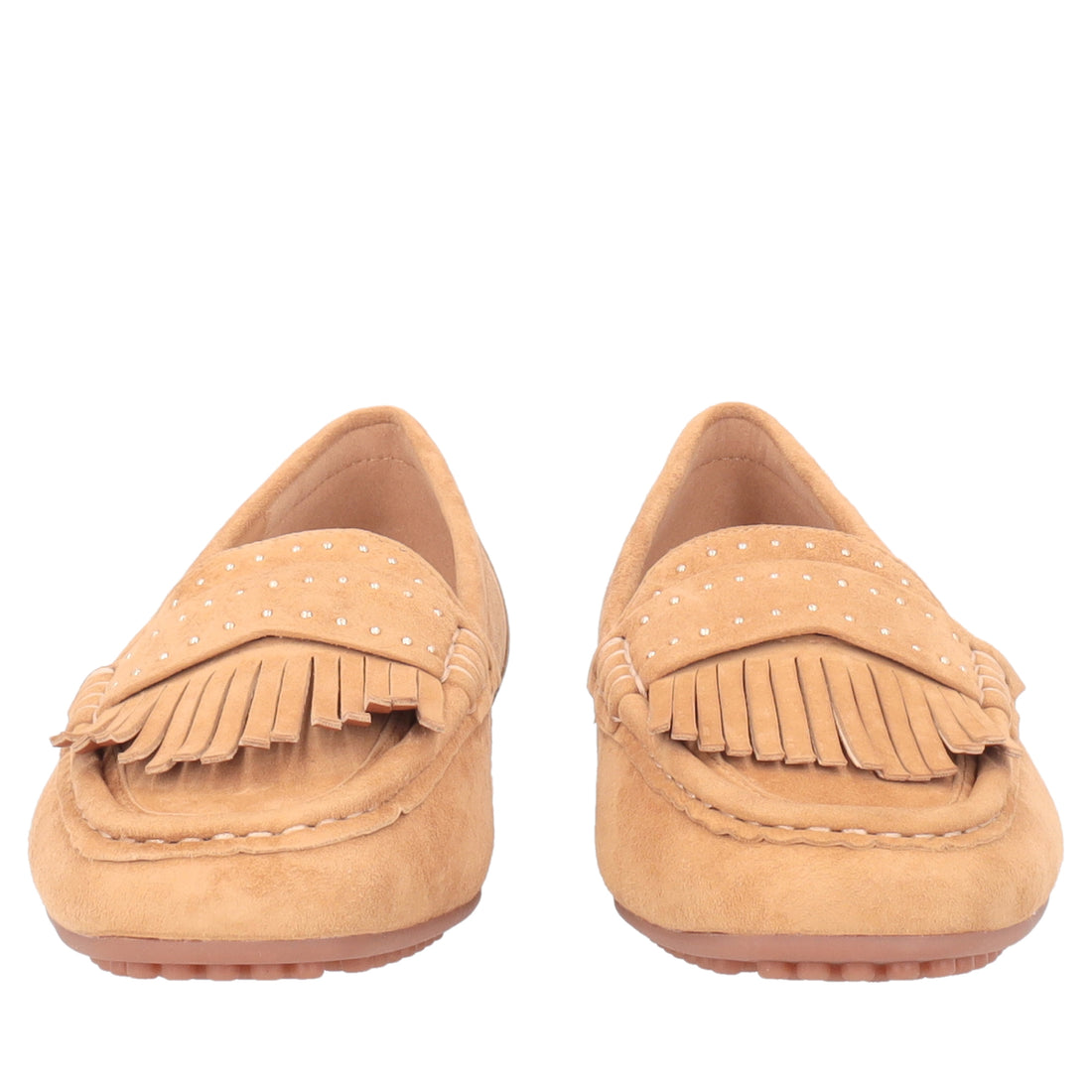 Capri loafer in suede with tan fringes