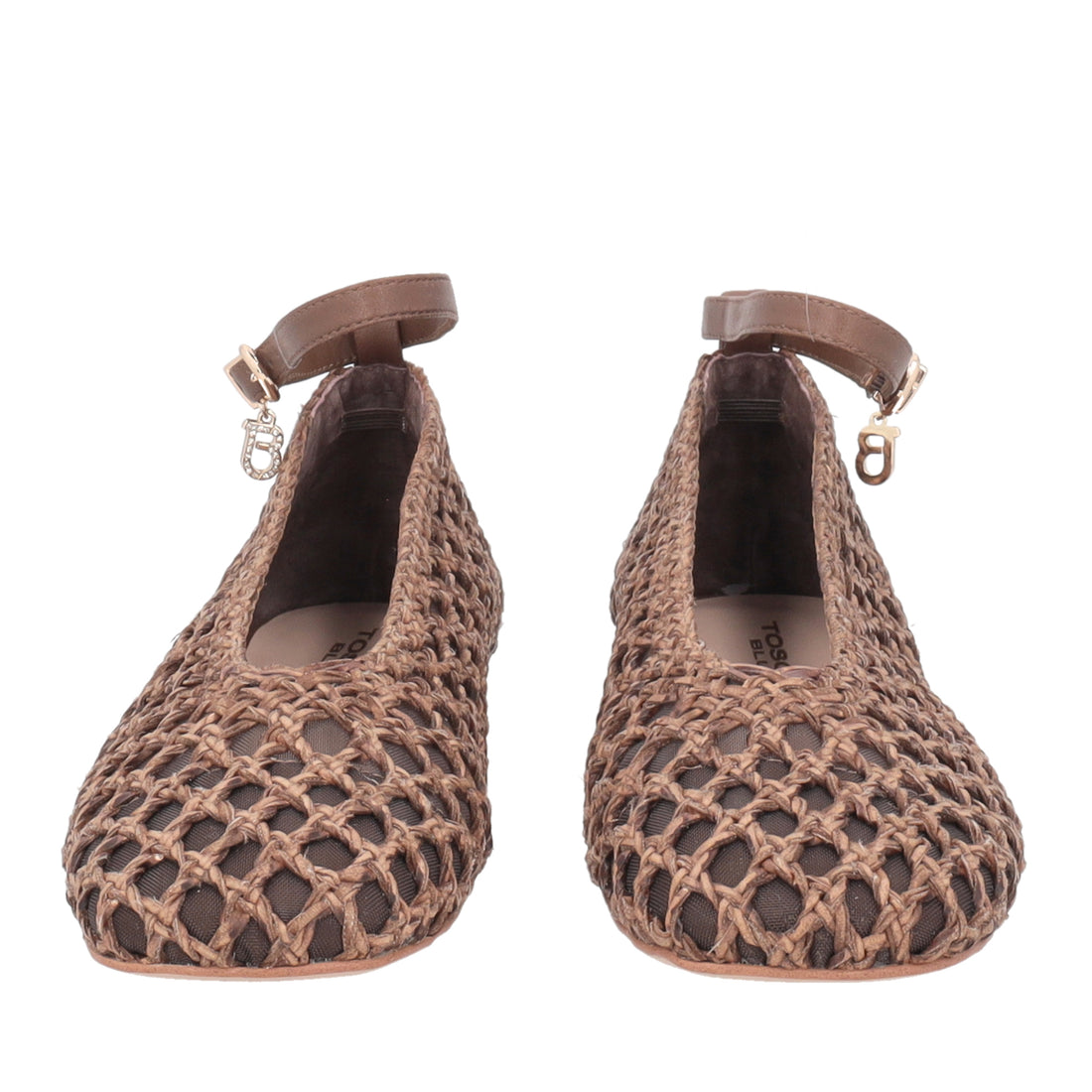 Ballerina Chantilly intrecciata con laccio colore testa di moro