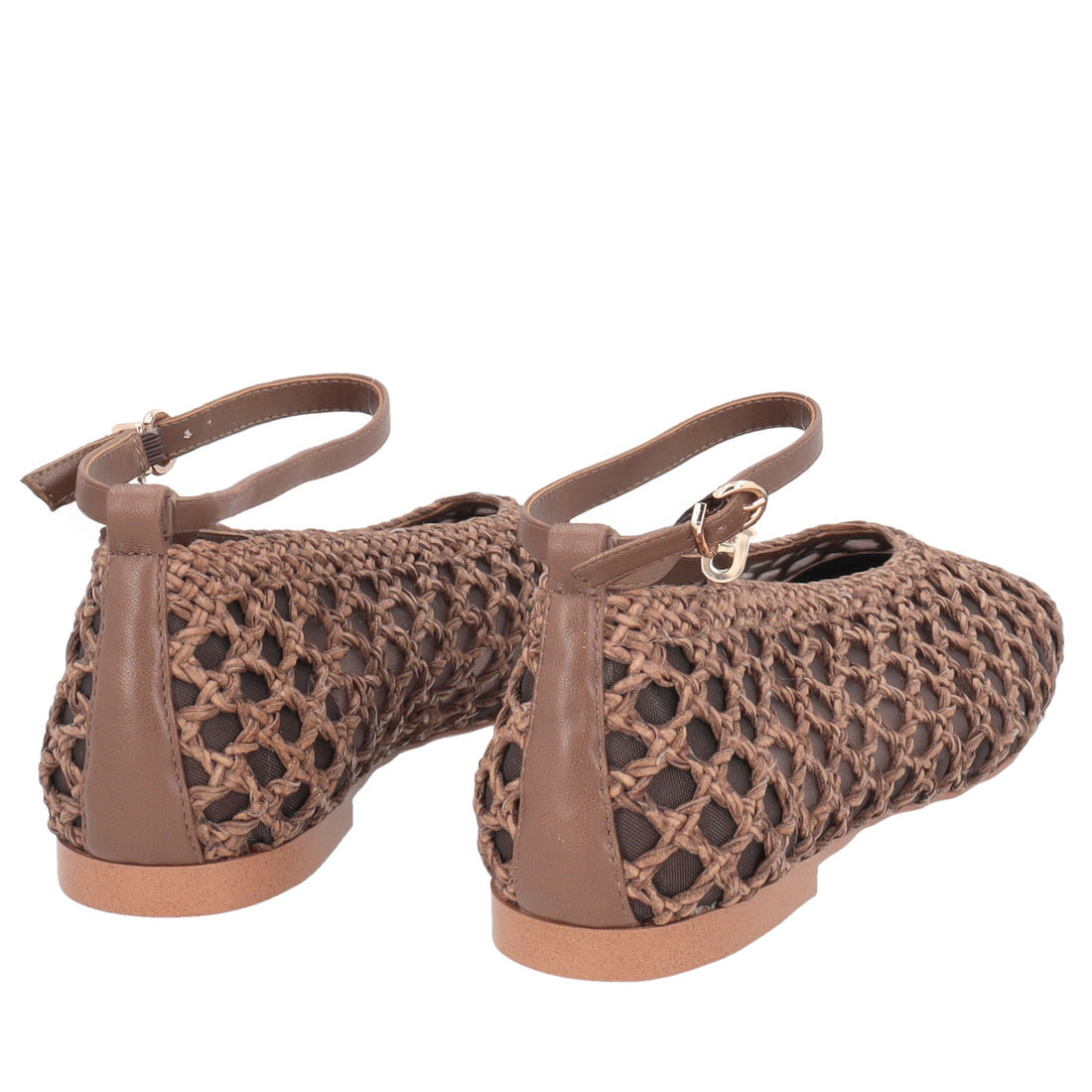 Ballerina Chantilly intrecciata con laccio colore testa di moro