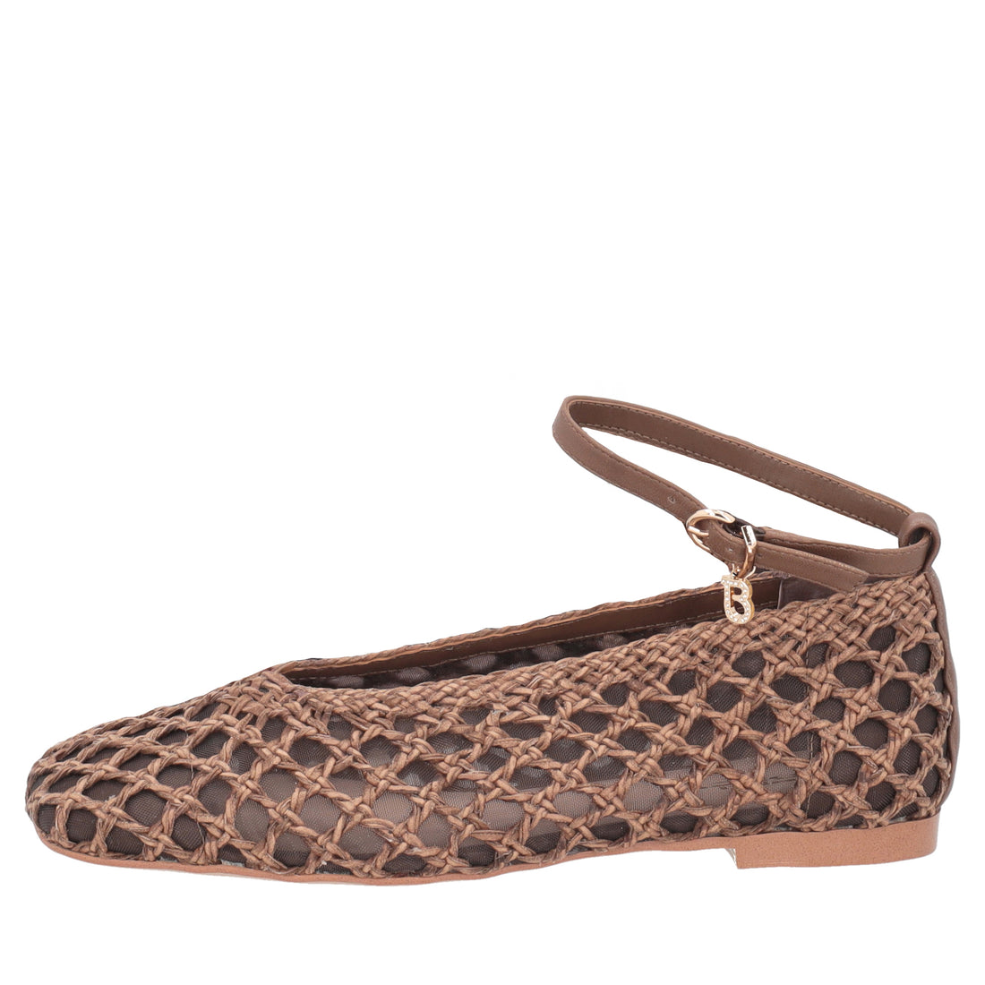 Ballerina Chantilly intrecciata con laccio colore testa di moro