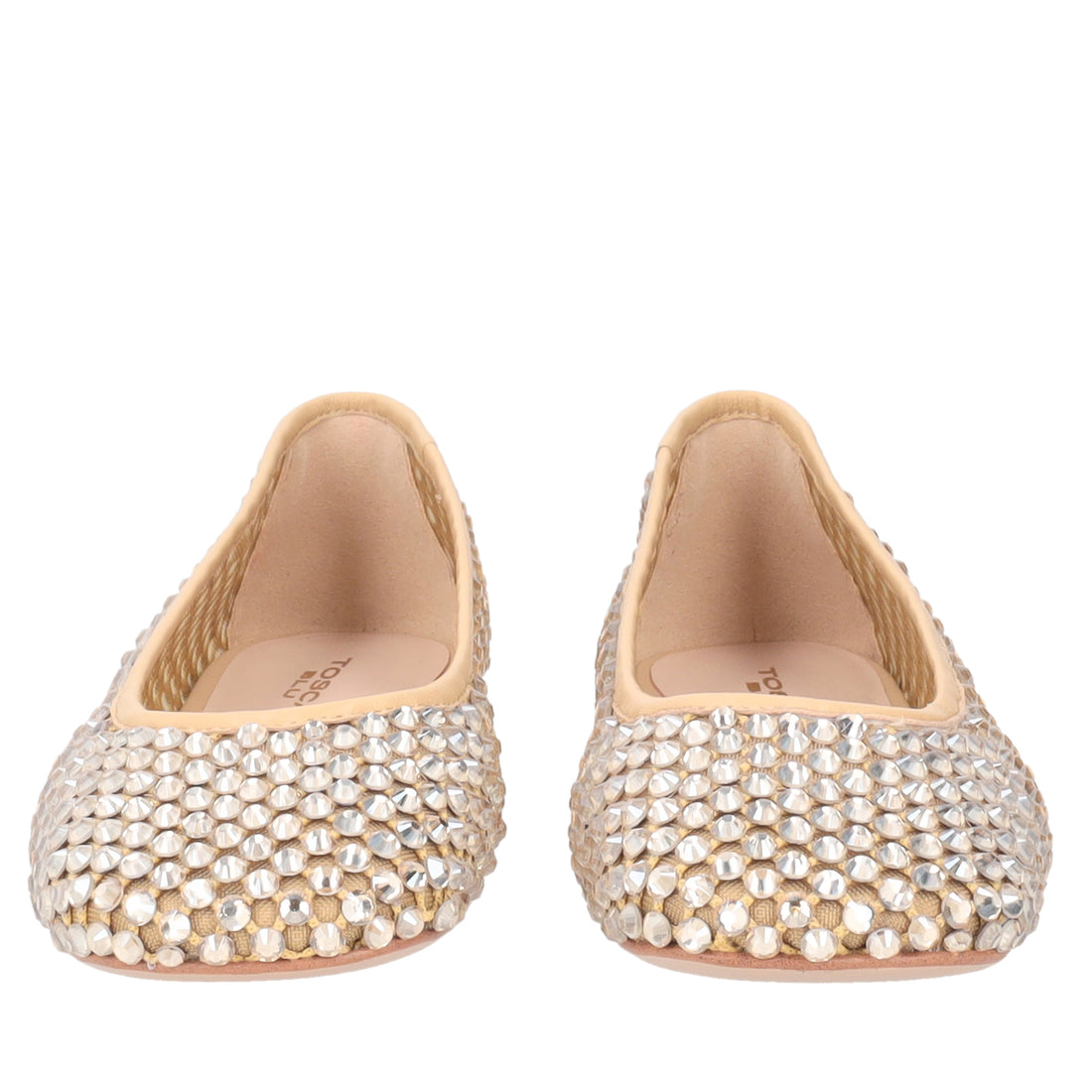 Ballerina Chantilly in rete con strass colore beige