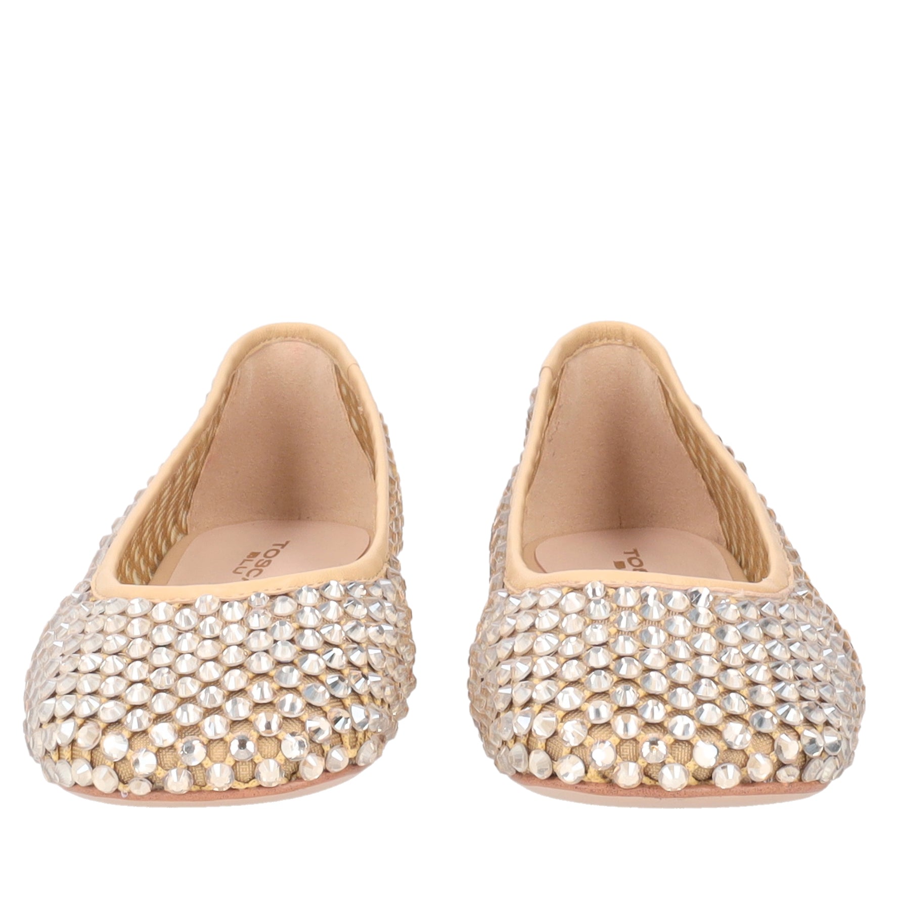 Ballerina Chantilly in rete con strass colore beige