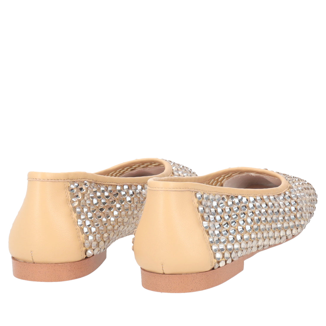 Ballerina Chantilly in rete con strass colore beige