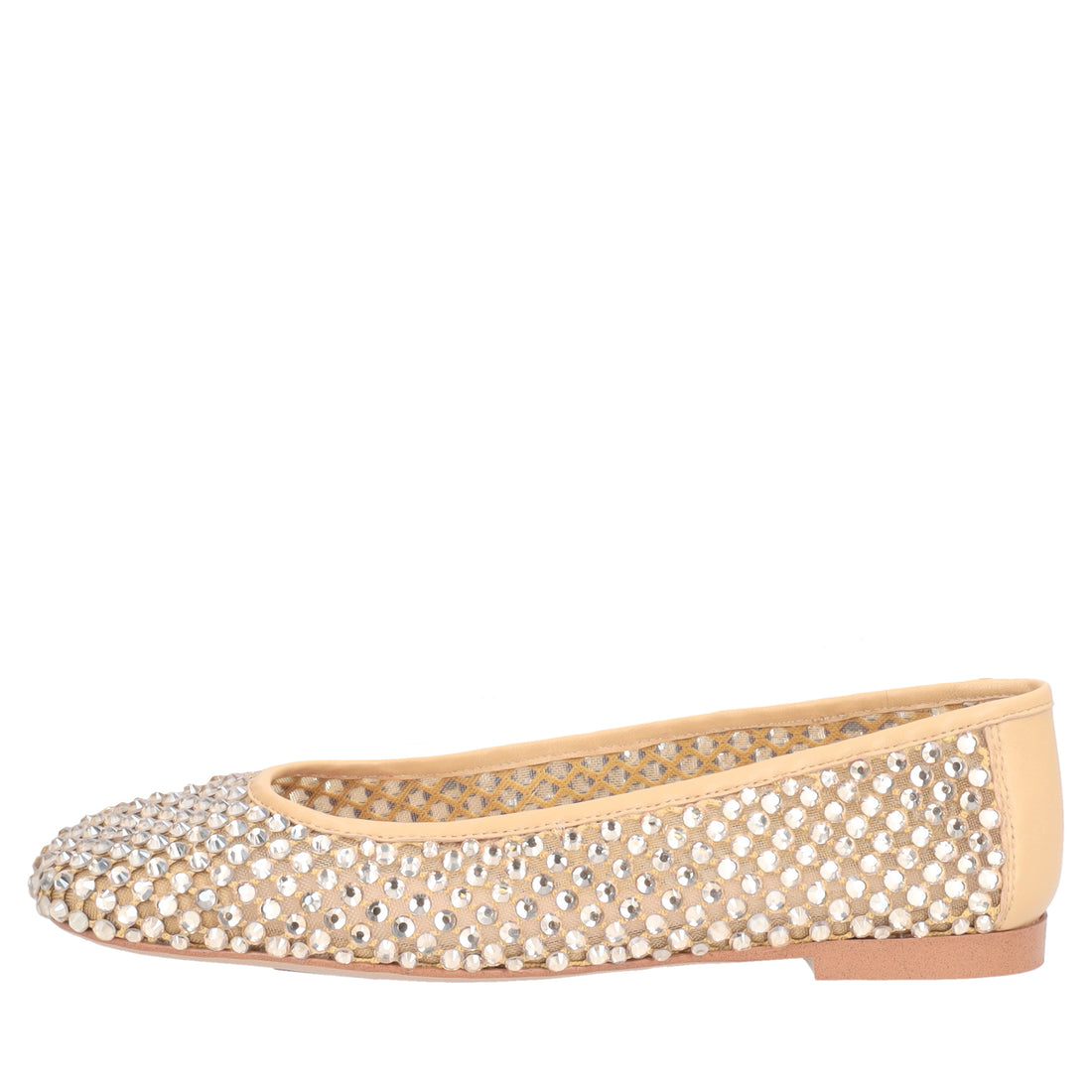 Ballerina Chantilly in rete con strass colore beige