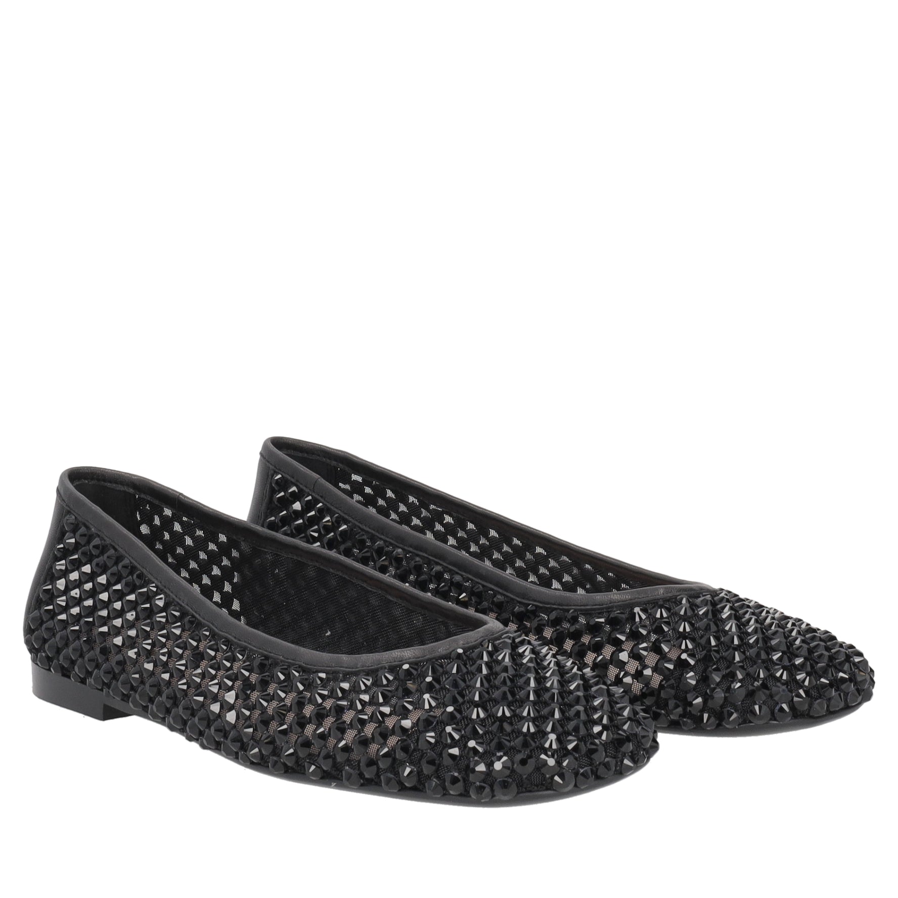 Ballerina Chantilly in rete con strass colore nero
