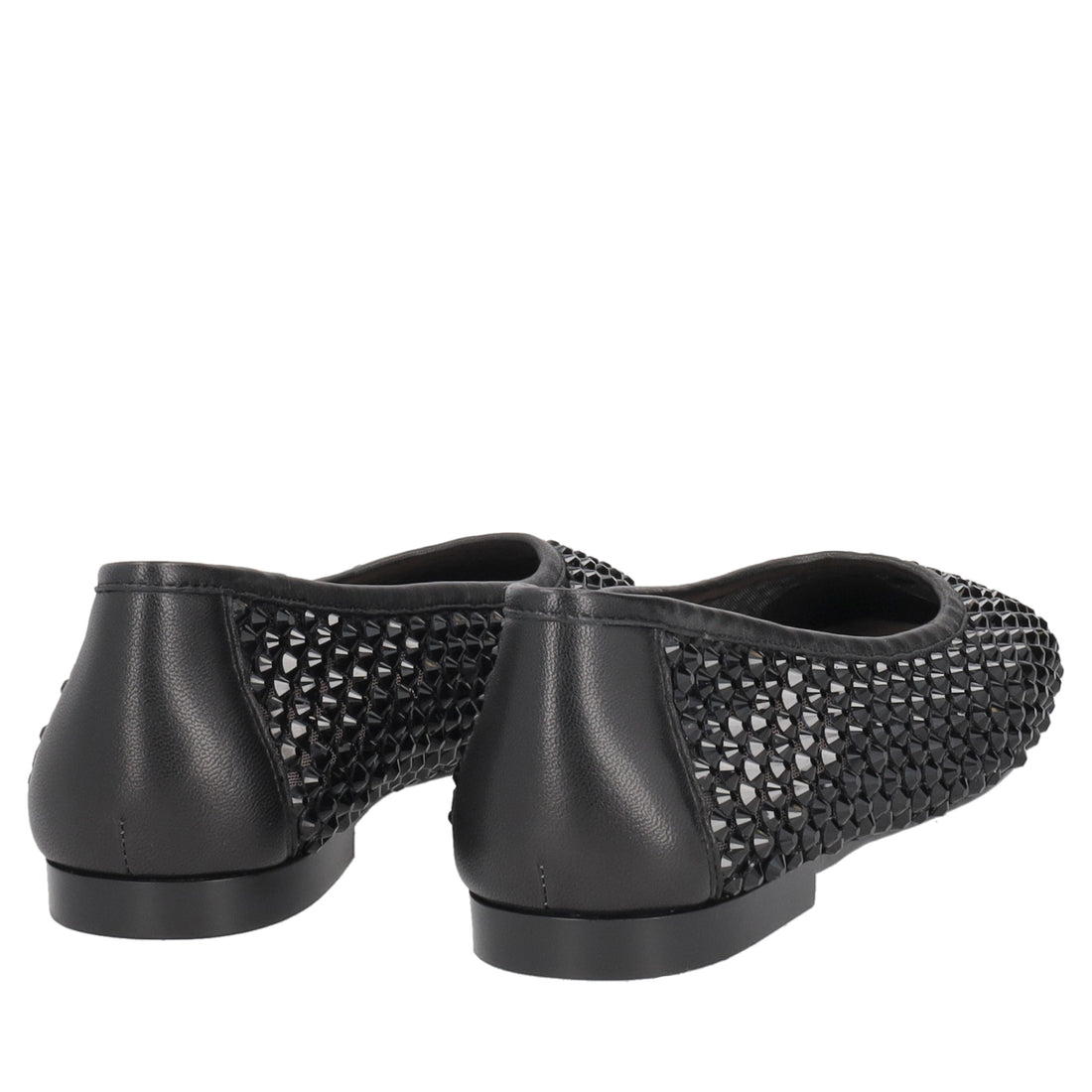 Chantilly mesh ballet flats with black rhinestones
