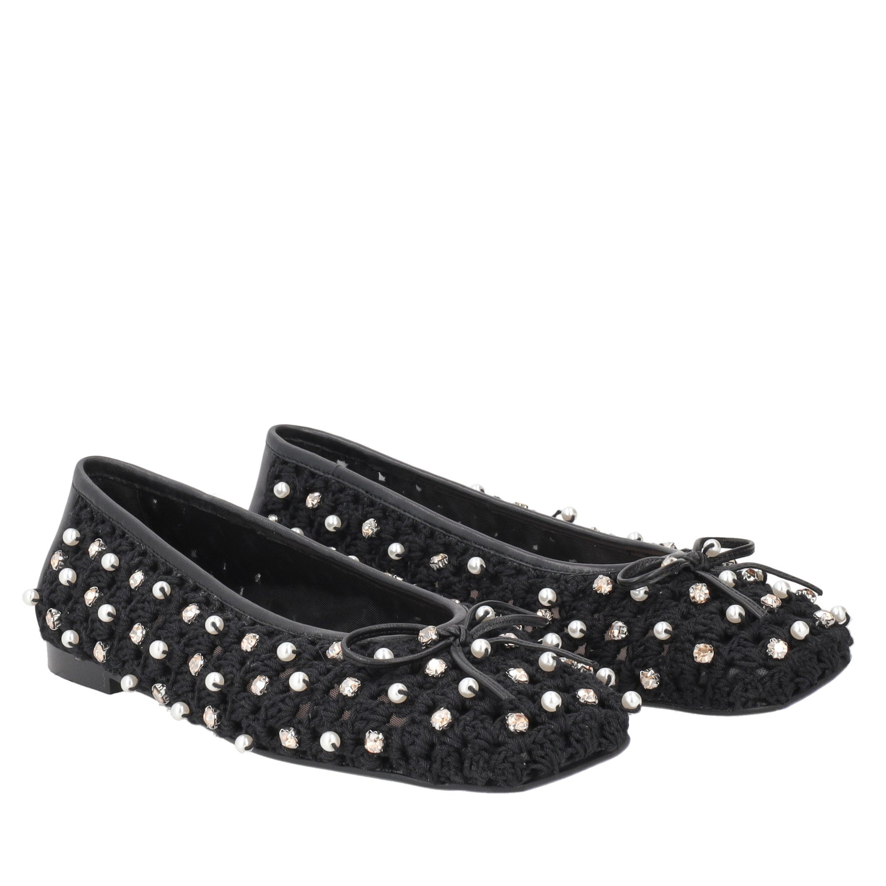 Ballerina Chantilly con perle colore nero