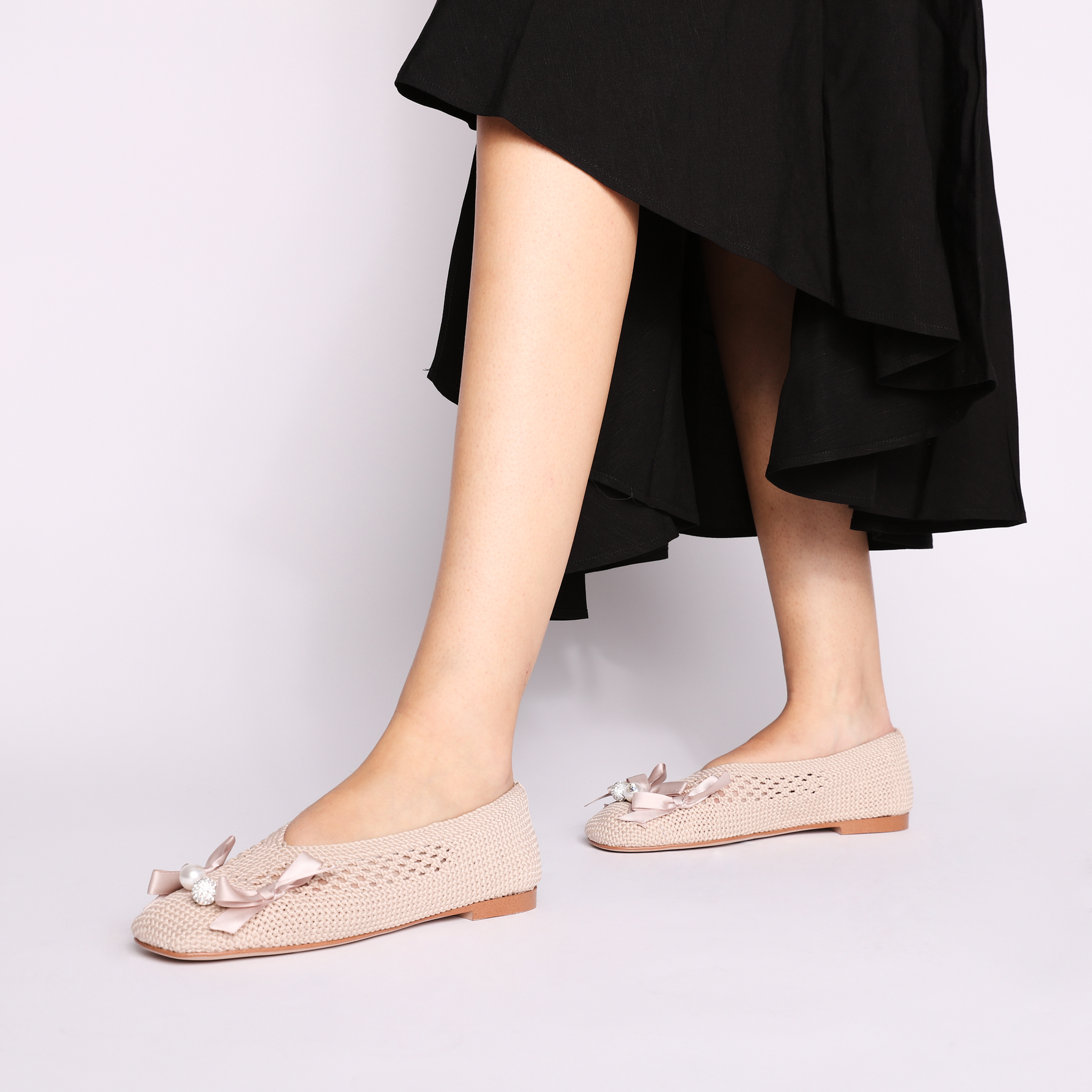 Ballerina Chantilly con fiocchi colore avorio