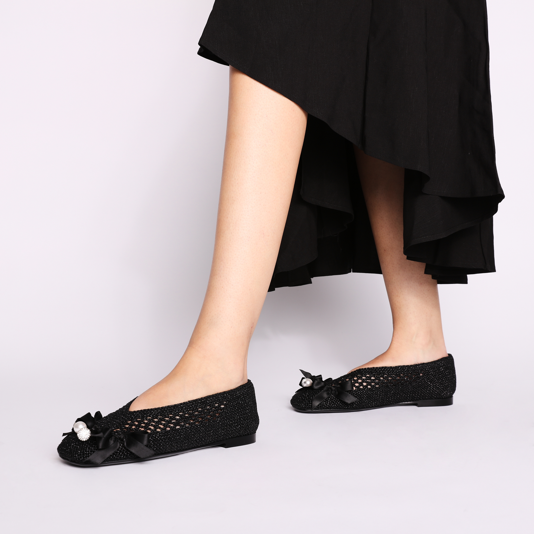 Ballerina Chantilly con fiocchi colore nero