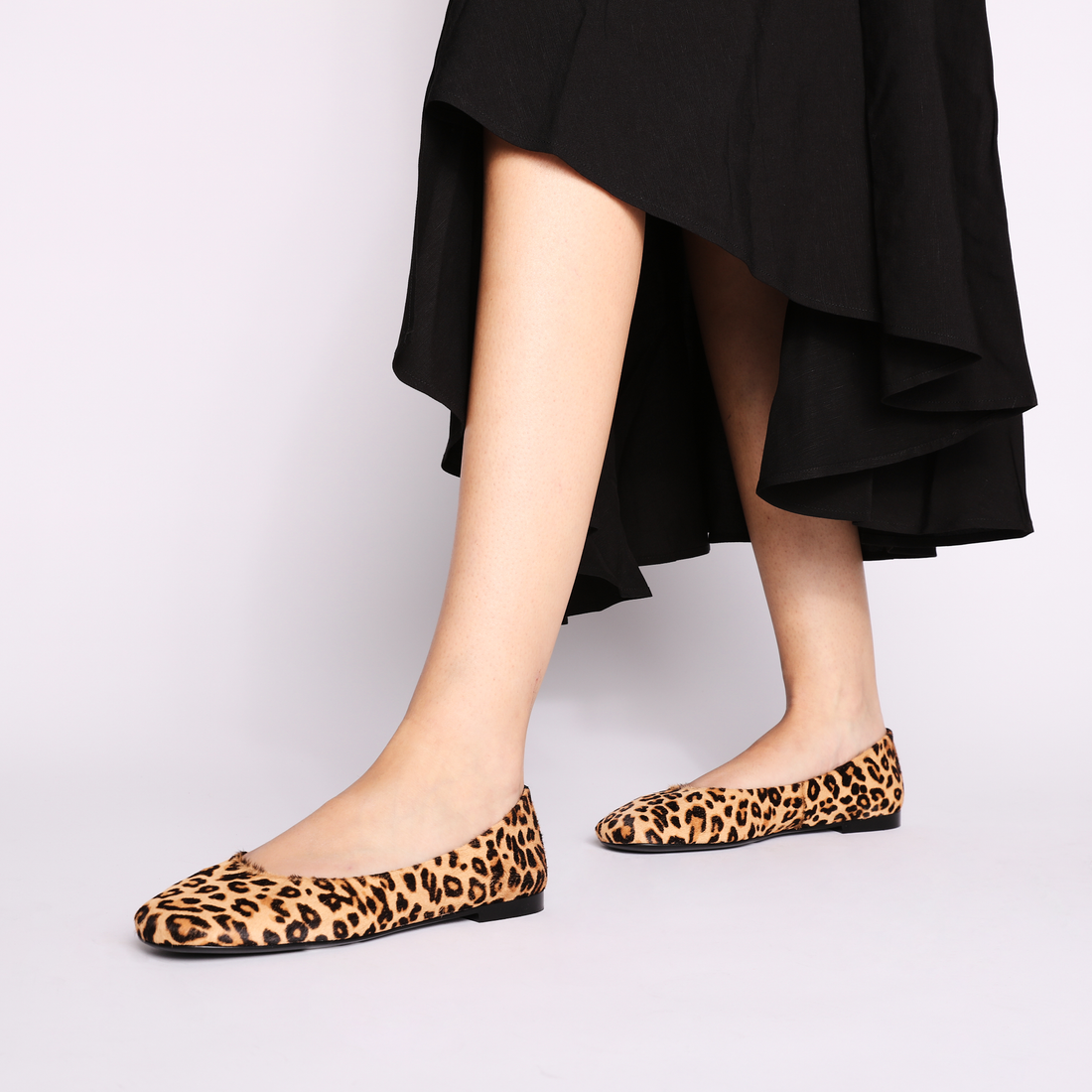 Chantilly ballerina in leopard print animal leather