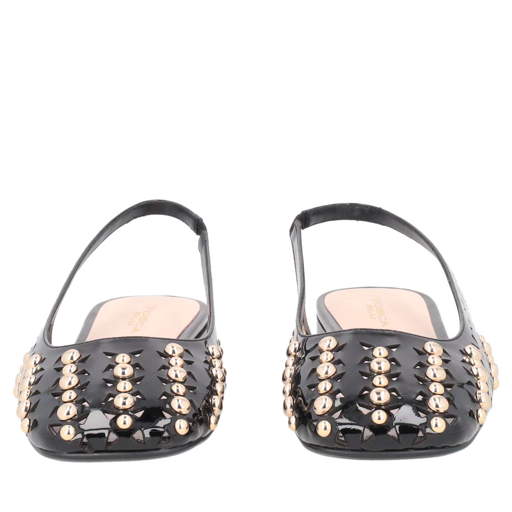 Slingback Chantilly in vernice con borchie colore nero