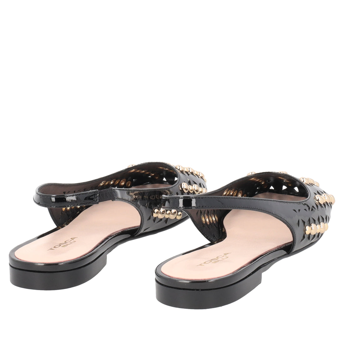 Slingback Chantilly in vernice con borchie colore nero