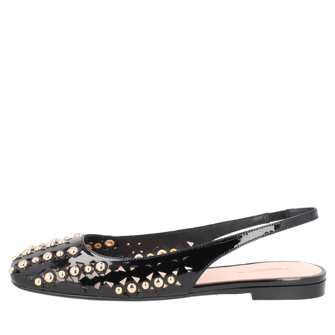 Slingback Chantilly in vernice con borchie colore nero