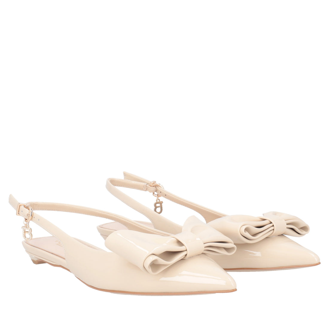 Charlotte patent leather slingback with beige bow