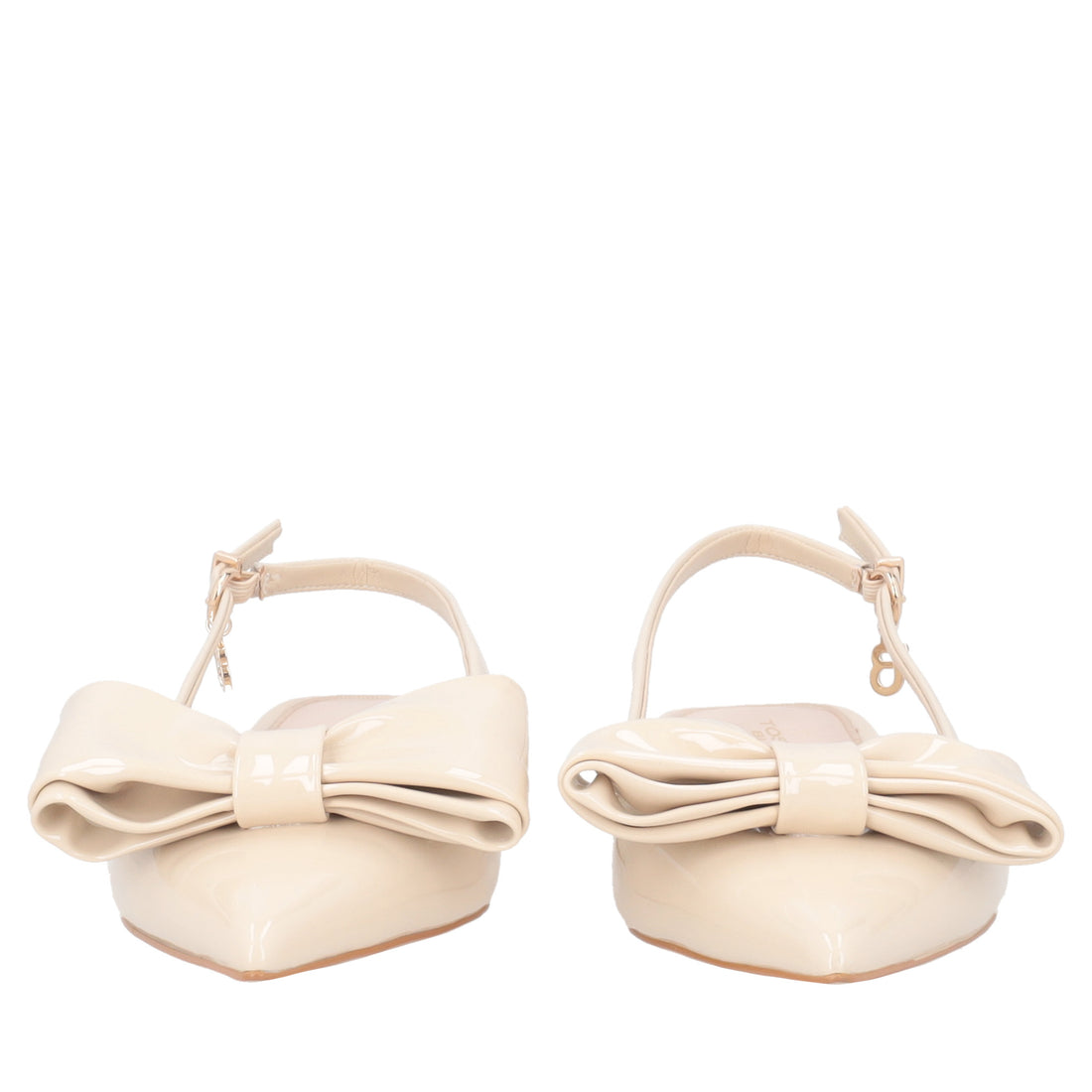 Charlotte patent leather slingback with beige bow