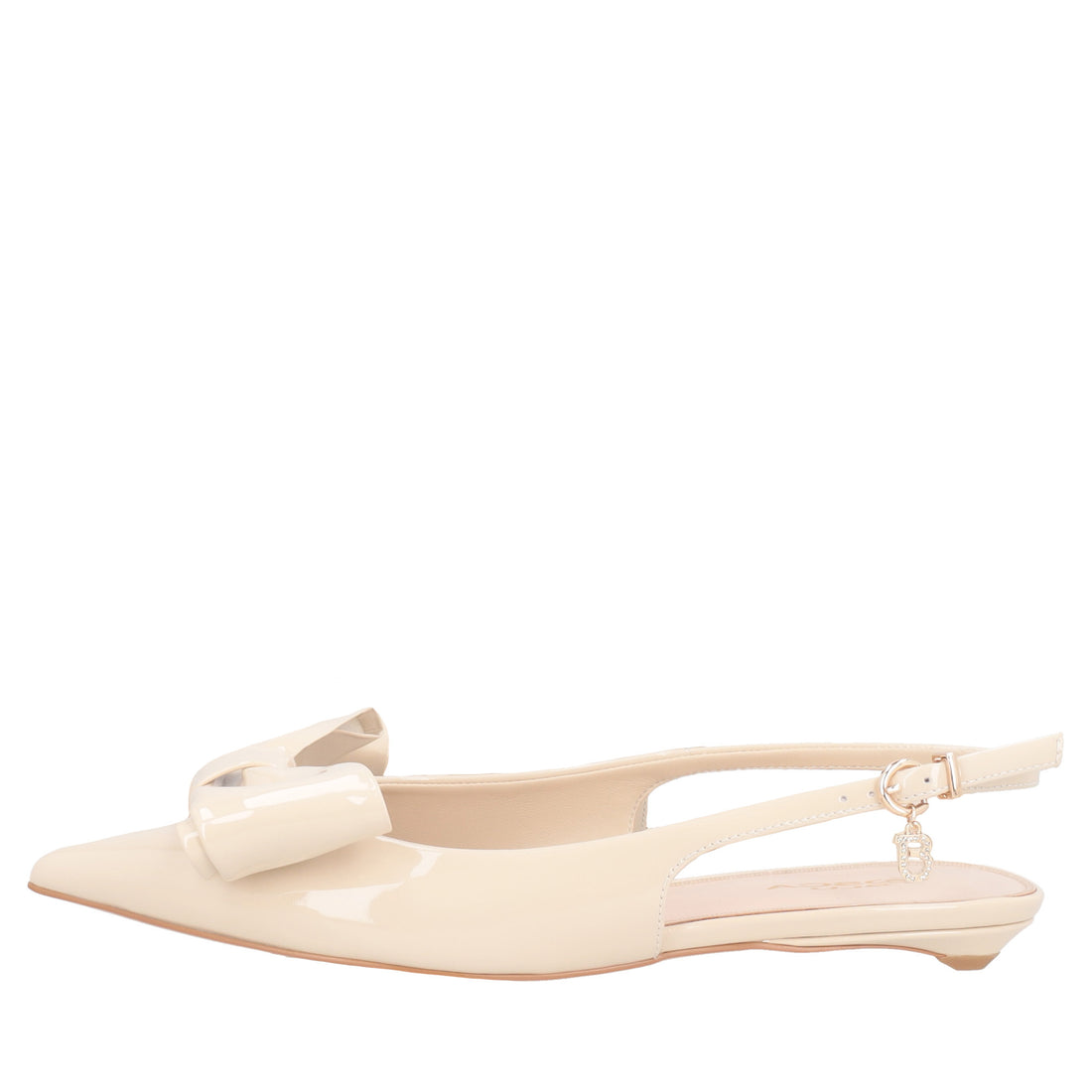 Charlotte patent leather slingback with beige bow