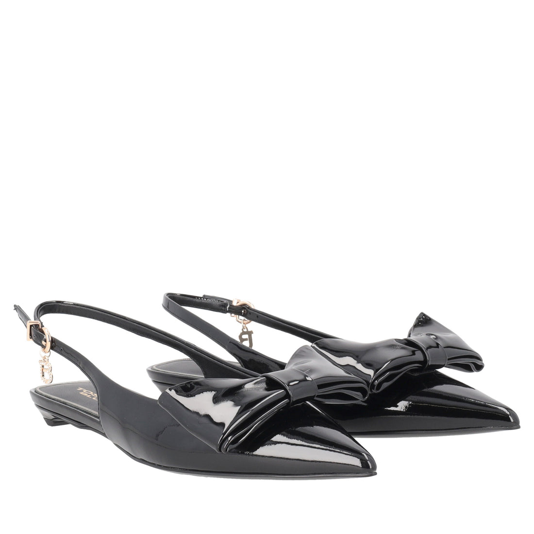 Charlotte patent leather slingback with black bow