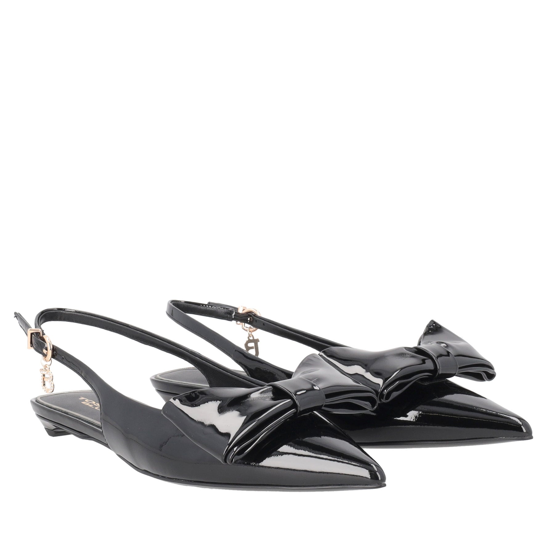 Slingback Charlotte in vernice con fiocco colore nero