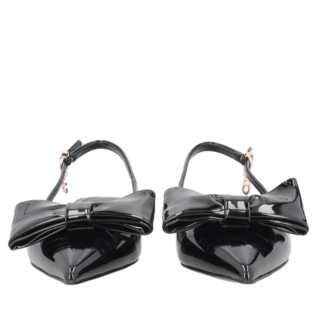 Charlotte patent leather slingback with black bow